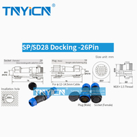 Connecteur d'alimentation électrique, étanche et rapide, pour l'extérieur, 26 broches, pour hommes et femmes, IP68, SP28, SD28 26Core 5A