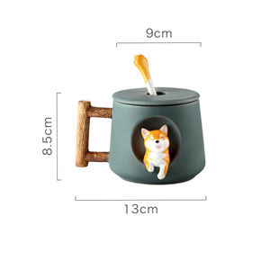 Taza de Porcelana con Cuchara para Amantes de los <span class=keywords><strong>Shiba</strong></span> Inu, Impresión 3D, Producto Nuevo al por Mayor, Regreso a Clases, 420 ml - Product Image 6