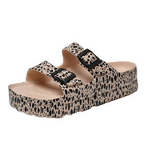 Sandalias de Verano para Mujer, Antideslizantes, Ligeras, con Diseño de Dos Correas y Hebilla, Duraderas, Casuales para Exteriores, de Espuma EVA, con Estampado de Leopardo, Gran Venta - Product Image 1