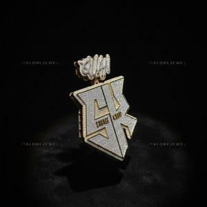 Elegant <b>Alphabet</b> Pendant 925 Sterling Silver Gold Plated Channel Set Moissanite Hiphop Unisex Party Gift Necklace - Product Image 2