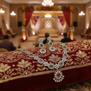 Super Quality Traditional Ethnic Prime Antique <b>Gold</b> Plated Zircon Flower Design Necklace <b>Set</b> Earrings Maang Tikka Indian Wedding - Product Image 3