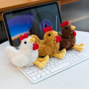 Belo Tempo Nieuwe Aankomst Legkip Pluche Speelgoed Hangertje Creatief Mollig Dier Knijp Speelgoed Stressverlichting Sleutelhanger - Product Image 5