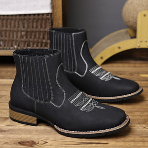 Botas Chelsea Unisex Estilo Cowboy, Cómodas, Impermeables, con Tacón Grueso y Punta en Pico, Botas Occidentales para Hombre, Ideales para Fiestas - Product Image 6