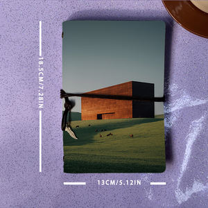 Cuaderno hecho a mano Vintage A6 con cierre de corbata Papel extraíble Regalo de <span class=keywords><strong>cumpleaños</strong></span> perfecto para Cousin's FriendBuilding Grassland Ho - Product Image 4