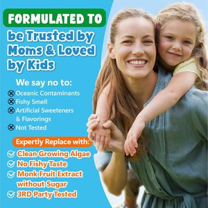 Gummies DHA pour enfants, oméga 3 d'algues, gummies oméga 3 avec <span class=keywords><strong>choline</strong></span>, lutéine, vitamine D3, B12, calcium, zinc pour le développement du cerveau et des yeux des enfants - Product Image 4