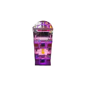 Entièrement Transparent Rose Couronne Mini Griffe Jeu Poupée Prix Distributeur Automatique Machine pour 4 Joueurs Coin Jeux Genre