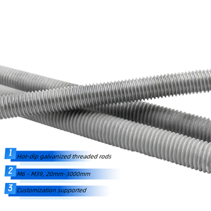Vente chaude de haute qualité Grade 4.8 M6-M39 DIN975 acier au carbone galvanisé à chaud <span class=keywords><strong>tige</strong></span> <span class=keywords><strong>filetée</strong></span> décoration de <span class=keywords><strong>plafond</strong></span> <span class=keywords><strong>tige</strong></span> de Suspension - Product Image 1
