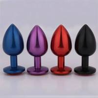 Bouchons anaux ornés de pierres, en métal inoxydable lisse, jouets sexuels anaux pour adultes, sacs en velours, lot de 3 tailles