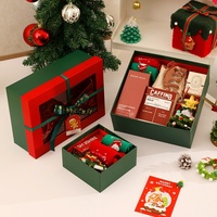 Coffret Cadeau de Noël Haut de Gamme avec Nœud pour Fenêtre, Boîte Transparente en Papier Spécial Forme Carrée/Rectangulaire, Ruban et Accessoires d'Étiquettes Volantes