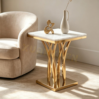 Meubles de salon, table d'appoint en marbre, table basse moderne, table centrale en acier inoxydable, table d'appoint pour salon, hôtel, villa