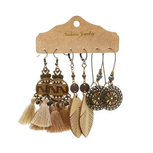 Bohemian Fashion Jewelry Sets <b>Tassel</b> <b>Earrings</b> Alloy Antique Bronze Plated Women's Party Style 2022 - Product Image 5