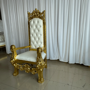 FSDKX chaise de trône de roi en cuir d'or de mariage de prix usine avec l'accoudoir pour la mariée et le marié - Product Image 3