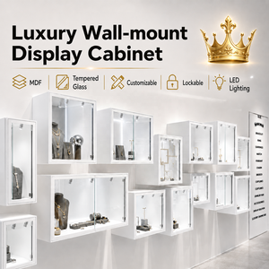 Vitrine <span class=keywords><strong>Murale</strong></span> LED Blanche Sur Mesure <span class=keywords><strong>pour</strong></span> <span class=keywords><strong>Bijoux</strong></span>, Montres et Parfums en Boutique - Product Image 1