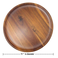 Assiette de service ronde en bois naturel incassable pour cuisine de luxe, vaisselle et plats à collation