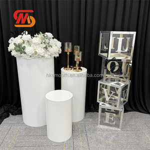 SMOOTH <b>White</b> Ripple Round Cylinder Pedestal <b>Stand</b> Metal <b>Cake</b> Plinths for Wedding Decoration - Product Image 6