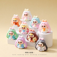 1 ensemble de figurines de personnages de dessins animés mignons, objets à habiller de petite taille, peluche en résine, lapin amusant, charme de fille, artisanat d'Halloween, ornements de bureau