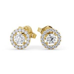 1.25CTW Round Brilliant Lab Grown Diamonds <b>Halo</b> Stud <b>Earring</b> Hip Hop Jewelry at Wholesaler Price 14K Solid Yellow Gold <b>Earrings</b> - Product Image 1