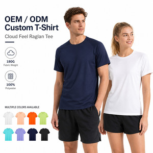Custom Logo 180G <b>Cloud</b> Feel Raglan T-Shirt 100% Polyester Quick Dry Breathable Team Uniform Wholesale Plus Size S-7XL Navy - Product Image 1
