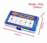 Diode électroluminescente LED F5 5mm en boîte - 5 couleurs - 100 pièces par couleur - Total 500 pièces