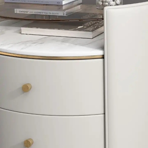 Hiện đại sang trọng khách sạn phòng ngủ thông khung gỗ trắng bên bảng rắn gỗ góc bảng PU da Đầu Giường Tròn Bàn Cạnh Giường ngủ - Product Image 5