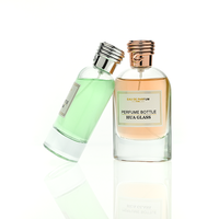 Vente en gros de flacons de parfum vides de 100 ml, rechargeables, étanches, avec un motif unique sur le bouchon, flacon en verre personnalisé avec boîte cadeau