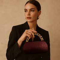 Sac de Soirée de Luxe en Cuir PU de Haute Qualité pour Femme, Motif Géométrique Vintage, avec Chaîne Métallique, Vente en Gros Usine