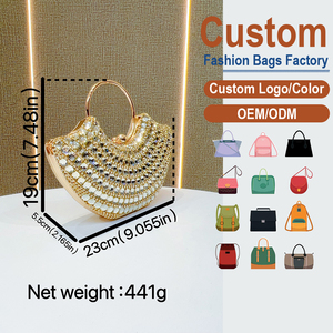 Elegante Bolso de Mano en Forma de Abanico con Pedrería, Suministro Directo de Fábrica para Bodas y Galas - Product Image 2