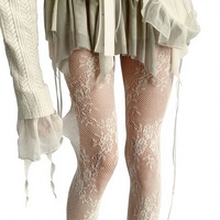 Collants en nylon ajourés style sirène, dentelle française jacquard, motif floral fin, sexy, rétro millennial, audacieux, femme fatale