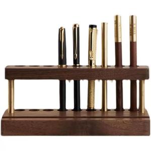 Wooden Pen Holder Display <b>Stand</b> Square Shape Multi Functional Desk Organizer <b>For</b> Pens And <b>Tablets</b> - Product Image 1