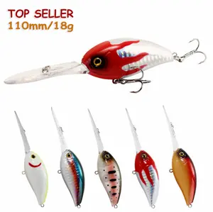 TOPLURE Crankbait 110mm 18g Top Water Crank Hard Lure Artificial Fishing Bait Fresh Water and Sea Water w/Treble Hook