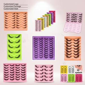 10 paires de <span class=keywords><strong>faux</strong></span> <span class=keywords><strong>cils</strong></span> en vison 3D, doux et volumineux, naturels, courts, classiques, épais, réutilisables, pour maquillage - Product Image 6