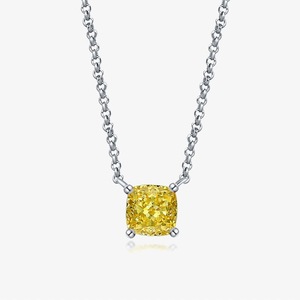 Lucky Yellow Diamond Ring <b>Necklace</b> Pillow Cut S925 Pure <b>Silver</b> with High Carbon Diamond Rich Heirloom Diamond Collarbone <b>Set</b> - Product Image 4