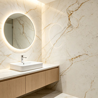Carrelage en pierre frittée haut de gamme ultra-mince haute dureté - Blanc Abu Dhabi, surface brillante, ignifuge, antidérapant, design moderne pour