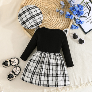 Vêtements de boutique pour filles de <span class=keywords><strong>3</strong></span> <span class=keywords><strong>ans</strong></span>, automne-hiver, robes à manches longues à carreaux et patchwork, chapeau, tenues pour enfants, filles - Product Image 2