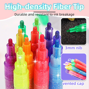 Stylos à paillettes 3MM, pointe moyenne, stylos à peinture à base d'eau, non toxiques <span class=keywords><strong>et</strong></span> sans odeur, marqueurs à paillettes, bricolage, création artisanale, coloriage - Product Image 2