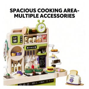 Centro de Cocina de Juguete de Plástico para Niños, Mesa de Chef de Simulación, Refrigerador, Grifo, Armario, Utensilios, Juego Educativo para el Crecimiento y la Interacción Padre-Hijo - Product Image 2
