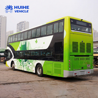 Autocar d'occasion à double étage de 70 places, diesel, transmission manuelle, marque Huihe, grande capacité, à vendre en Chine à prix abordable