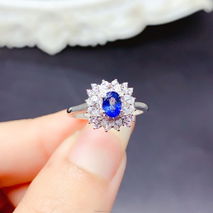 Bague pour femme en argent sterling 925 Nouveau design Classique Coupe ovale Saphir de pierres précieuses naturelles Prix bon marché pour mariage - Product Image 4