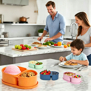 Boîte à collation rectangulaire en silicone de qualité alimentaire à double compartiment 240 ml, sans BPA, portable, pour bébé, boîte à sauce, boîte à assaisonnement, boîte à lunch avec couvercle - Product Image 6