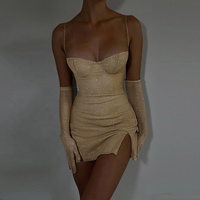 Ensemble de Sortie Haut de Gamme et Robe Longue Sexy Noire Fendue Ajustée à Col Montant