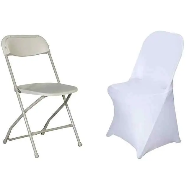 Белые чехлы из спандекса для складных стульев, чехлы для банкетных стульев, украшение для свадебного ужина
