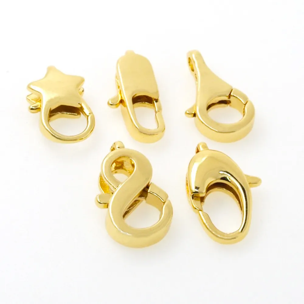 Lobster Clasp 18K Gold Plated Hooks Keychain Connectors Accessories Clasp Open Jump Rings For DIY Jewelry Making Charm