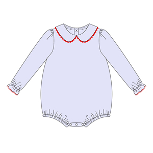 Tutina Unisex per Neonati in Cotone Pima con Colletto <span class=keywords><strong>Peter</strong></span> <span class=keywords><strong>Pan</strong></span> Arricciato e Bordo Picot, Personalizzabile con Monogramma - Product Image 4