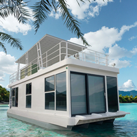 Maison flottante préfabriquée contemporaine en aluminium, hôtel flottant modulaire de luxe avec chambre et toilettes, villa flottante pour le tourisme