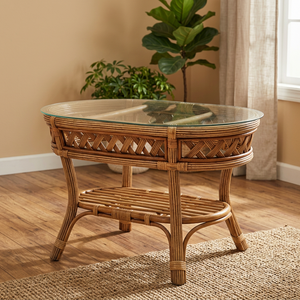 Mesa de Centro OMARA de Mimbre Hecha a Mano, Diseño Asiático Moderno, Muebles para Sala de Estar, con Cojín de Respaldo para Apartamento, Indonesia - Product Image 2