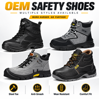 Bottes de sécurité mi-montantes OEM multi-styles, avec embout en acier anti-écrasement, confortables, résistantes à l'usure, tige en cuir, semelle extérieure en caoutchouc, unisexe