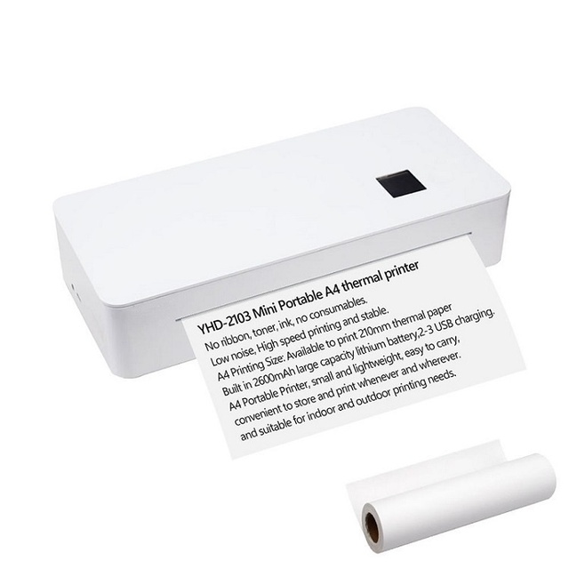 A4 Mini Thermal Paper Inkless USB+BT Wireless 300DPI 2600mAh Battery 1-Year Warranty OEM Multi-Format Mobile Printing in Stock