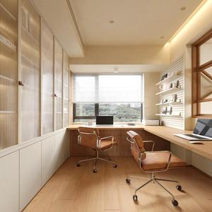 Bureau d'ordinateur en bois sur mesure de luxe avec bibliothèque intégrée pour cadres - Product Image 3