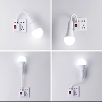 Support de lampe universel à 360 degrés avec interrupteur, douille à vis E27, tête de lampe flexible, matériau PP, 250V 6A, lumières LED RGB de nuit