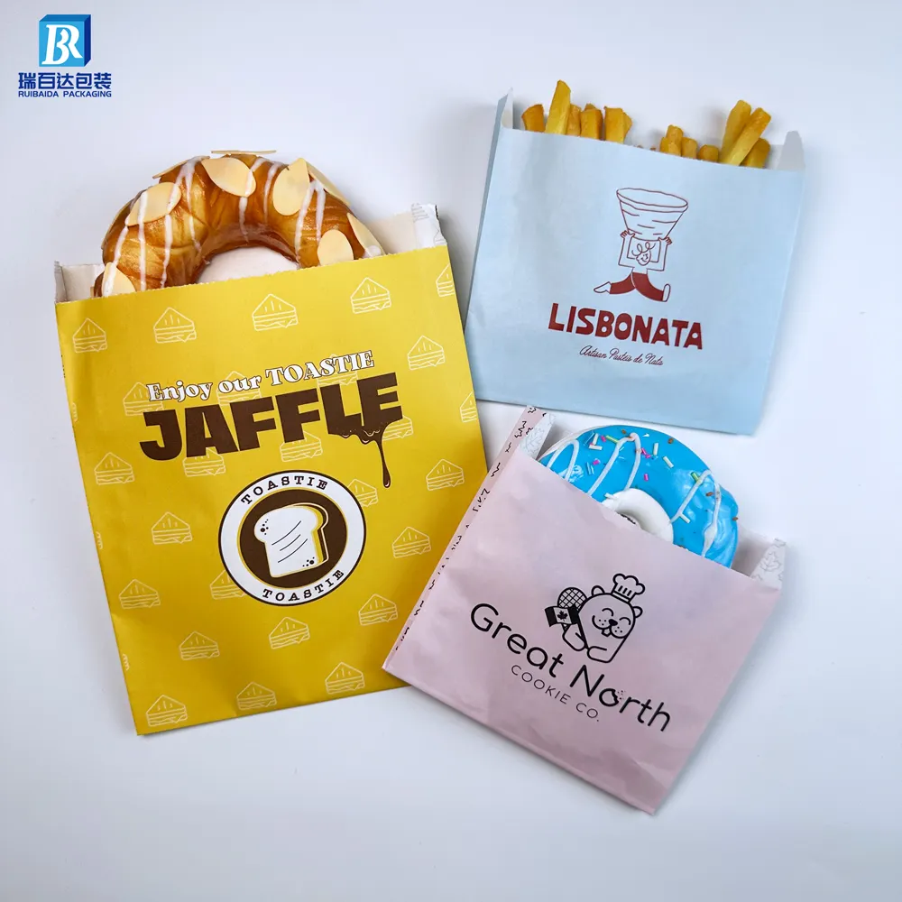 Hamburger Bags Brown Greaseproof Paper Cake Doughnut Hamburger Potato Chips Grade Disposable Food Packaging Kraft Paper Carton